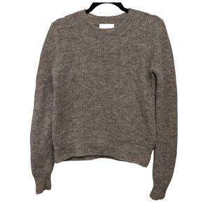 JUST FEMALE Rebelo Ribbed Knit Crewneck Sweater Wool Alpaca Pullover‎ Gray
